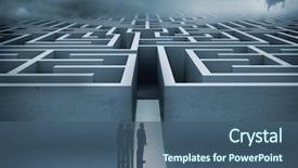  Presentation with maze - Presentation having business people looking at maze background and a ocean colored foreground