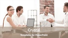  Presentation with how to deal hostile people - Colorful slide deck enhanced with business people make a deal backdrop and a  colored foreground