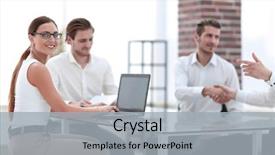  Presentation with how to deal hostile people - PPT layouts having business people make a deal background and a  colored foreground