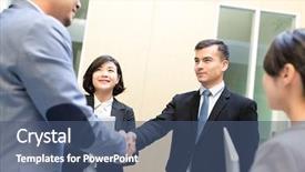  Presentation with how to deal hostile people - Presentation theme consisting of business people make a deal background and a  colored foreground