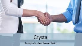  Presentation with how to deal hostile people - Colorful PPT theme enhanced with business people man and woman backdrop and a light blue colored foreground