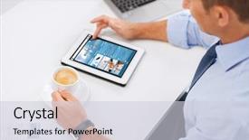  Presentation with mass media business technology internet - Theme enhanced with business people mass media background and a lemonade colored foreground