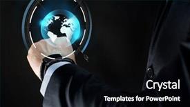  Presentation with mass media - Presentation theme featuring business people mass media and technology concept - close up of businessman hand with smartwatch and earth hologram over black background background and a black colored foreground