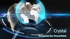  Presentation with mass media - PPT theme featuring business people mass media and technology concept - close up of businessman hand with smartwatch and earth hologram over black background background and a ocean colored foreground