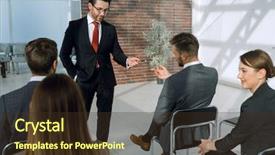  Presentation with conference - Slide set having business people meeting conference seminar background and a tawny brown colored foreground