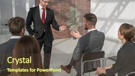  Presentation with conference - Amazing slide set having business people meeting conference seminar backdrop and a tawny brown colored foreground