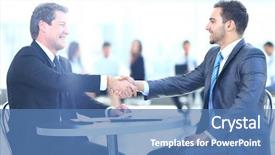  Presentation with discussion - Beautiful theme featuring business people meeting discussion corporate handshake concept backdrop and a teal colored foreground
