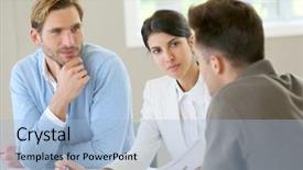  Presentation with budget - PPT theme enhanced with business people meeting for budget presentation background and a light blue colored foreground