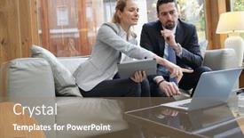  Presentation with business hotel - Colorful PPT theme enhanced with business-people-meeting-in-hotel backdrop and a coral colored foreground