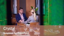  Presentation with dinner - Amazing PPT theme having business people meeting in modern restaurant romantic couple having dinner and take drink after work backdrop and a coral colored foreground