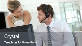  Presentation with front office - Colorful slide set enhanced with business people meeting in office backdrop and a gray colored foreground