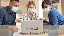  Presentation with face masks - Cool new theme with business-people-meeting-with-face backdrop and a mint green colored foreground