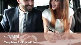  Presentation with car business - Amazing slides having business people meeting working car inside backdrop and a coral colored foreground