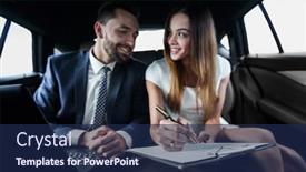  Presentation with car business - Cool new presentation theme with business people meeting working car inside backdrop and a navy blue colored foreground