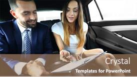  Presentation with car business - Cool new presentation theme with business people meeting working car inside backdrop and a coral colored foreground