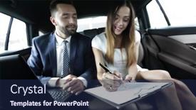  Presentation with car business - Audience pleasing presentation theme consisting of business people meeting working car inside backdrop and a navy blue colored foreground