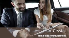  Presentation with car business - Presentation design with business people meeting working car inside background and a violet colored foreground