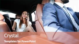  Presentation with car business - Beautiful presentation theme featuring business people meeting working car backdrop and a coral colored foreground