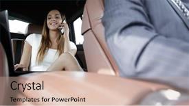  Presentation with car business - Audience pleasing PPT theme consisting of business people meeting working car backdrop and a  colored foreground