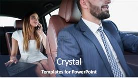  Presentation with car business - Colorful presentation theme enhanced with business people meeting working car backdrop and a ocean colored foreground