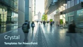  Presentation with buildings - Colorful PPT theme enhanced with business-people-modern-buildings backdrop and a ocean colored foreground