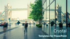  Presentation with buildings - PPT layouts with business-people-modern-buildings background and a ocean colored foreground