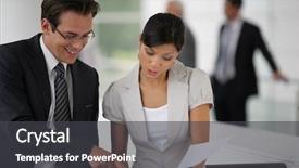  Presentation with negotiating - Amazing slide deck having business people negotiating a contract backdrop and a dark gray colored foreground