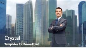  Presentation with dark grey - Slide set having business people and office concept background and a gray colored foreground