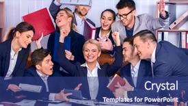  Presentation with office life - Presentation with business people office life background and a ocean colored foreground