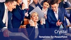  Presentation with intern - Cool new PPT theme with business people office team people backdrop and a navy blue colored foreground