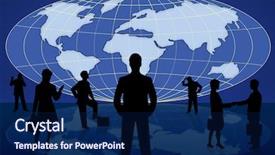  Presentation with business people silhouette - Cool new slide set with business people on blue world backdrop and a  colored foreground