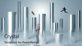  Presentation with abstract business - PPT theme with business people on metal abstract background and a light blue colored foreground