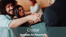  Presentation with shaking hands - Colorful presentation enhanced with business-people-or-lawyers-shaking backdrop and a ocean colored foreground