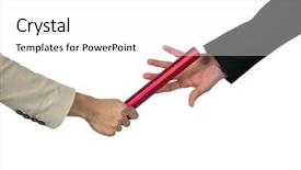  Presentation with baton - Slides enhanced with business people passing a baton background and a white colored foreground