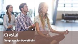  Presentation with yoga - Audience pleasing presentation design consisting of business people performing yoga backdrop and a violet colored foreground