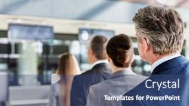  Presentation with airport - Presentation design enhanced with business-people-queueing-for-check background and a ocean colored foreground