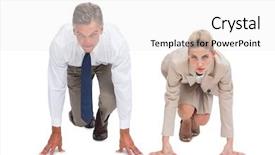  Presentation with social business people network - Slides featuring business people ready to race background and a white colored foreground