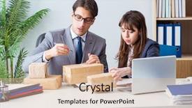  Presentation with mail - Beautiful PPT theme featuring business people receiving new mail backdrop and a lemonade colored foreground