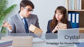  Presentation with mail - Presentation theme consisting of business people receiving new mail background and a light blue colored foreground