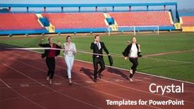  Presentation with racing - PPT layouts enhanced with business people running together background and a  colored foreground