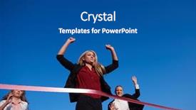  Presentation with athletics - Slide deck with business people running together on athletics racing track background and a dark gray colored foreground