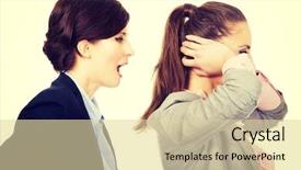  Presentation with business partner - PPT theme having business people sad - businesswoman screaming on her partner background and a lemonade colored foreground