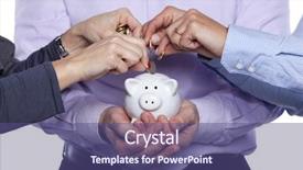  Presentation with saving - Presentation design having business people saving money background and a violet colored foreground