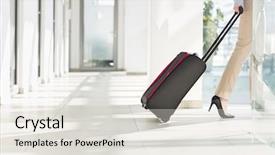  Presentation with low carbon travel - PPT theme consisting of business people shadow - low section of businesswoman background and a light gray colored foreground