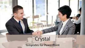  Presentation with business partner people joining hand - Audience pleasing PPT layouts consisting of business people shake hands each backdrop and a soft green colored foreground