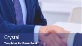  Presentation with shaking hands - Presentation theme featuring business-people-shaking-hands-finishing background and a ocean colored foreground