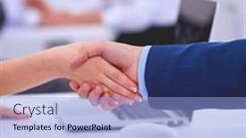  Presentation with shaking hands - Presentation with business-people-shaking-hands-finishing background and a light blue colored foreground