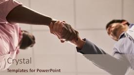  Presentation with shaking hands - Presentation theme consisting of business-people-shaking-hands background and a  colored foreground