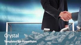  Presentation with business pitch - Colorful presentation theme enhanced with business people shaking hands backdrop and a teal colored foreground