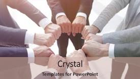  Presentation with show - Beautiful presentation featuring business people show a circle backdrop and a coral colored foreground